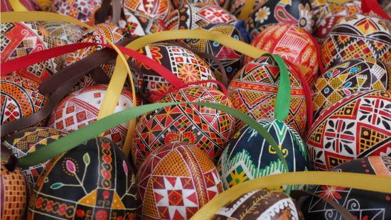 Sale of painted wooden Easter eggs