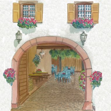 Restaurant La Taverne Médiévale, Gueberschwihr, Pays de Rouffach, Vignobles et Châteaux, Haut-Rhin, Alsace
